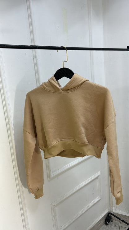 Hoodie crop sand